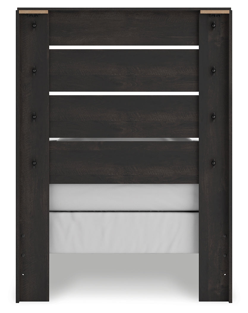 Hollivern Dark Gray Twin Panel Youth Bed- Viva Furn