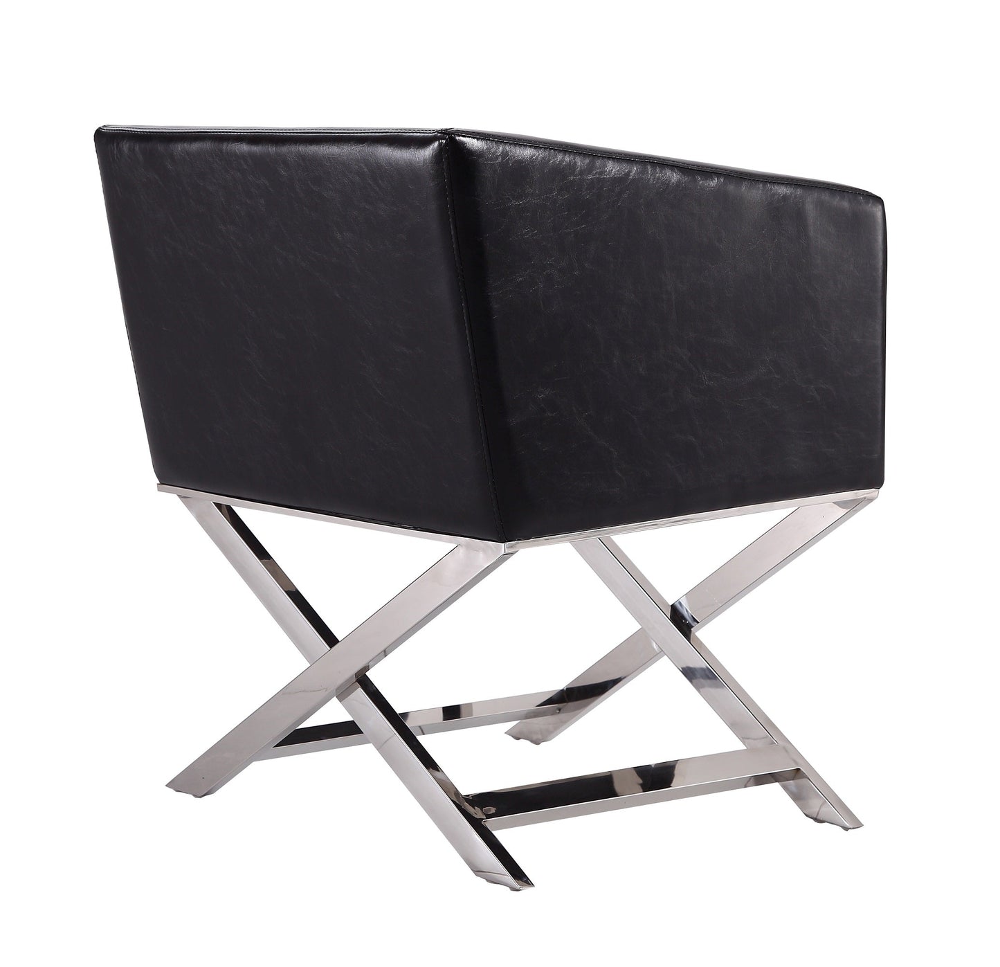 Hollywood Lounge Accent Chair in Black and Polished Chrome (set of 2) - Ornate Home