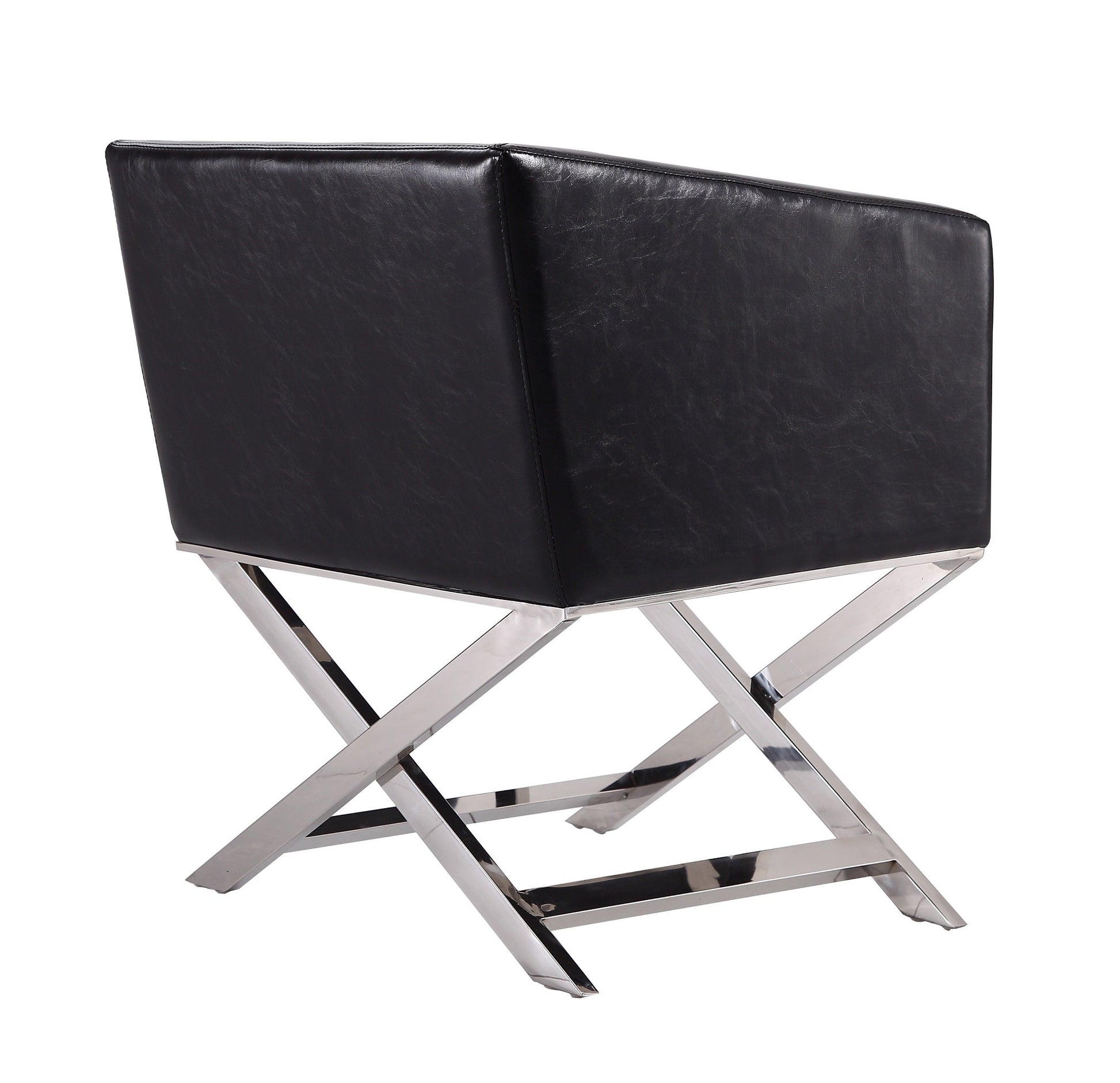 Hollywood Lounge Accent Chair in Black and Polished Chrome (set of 2) - Ornate Home