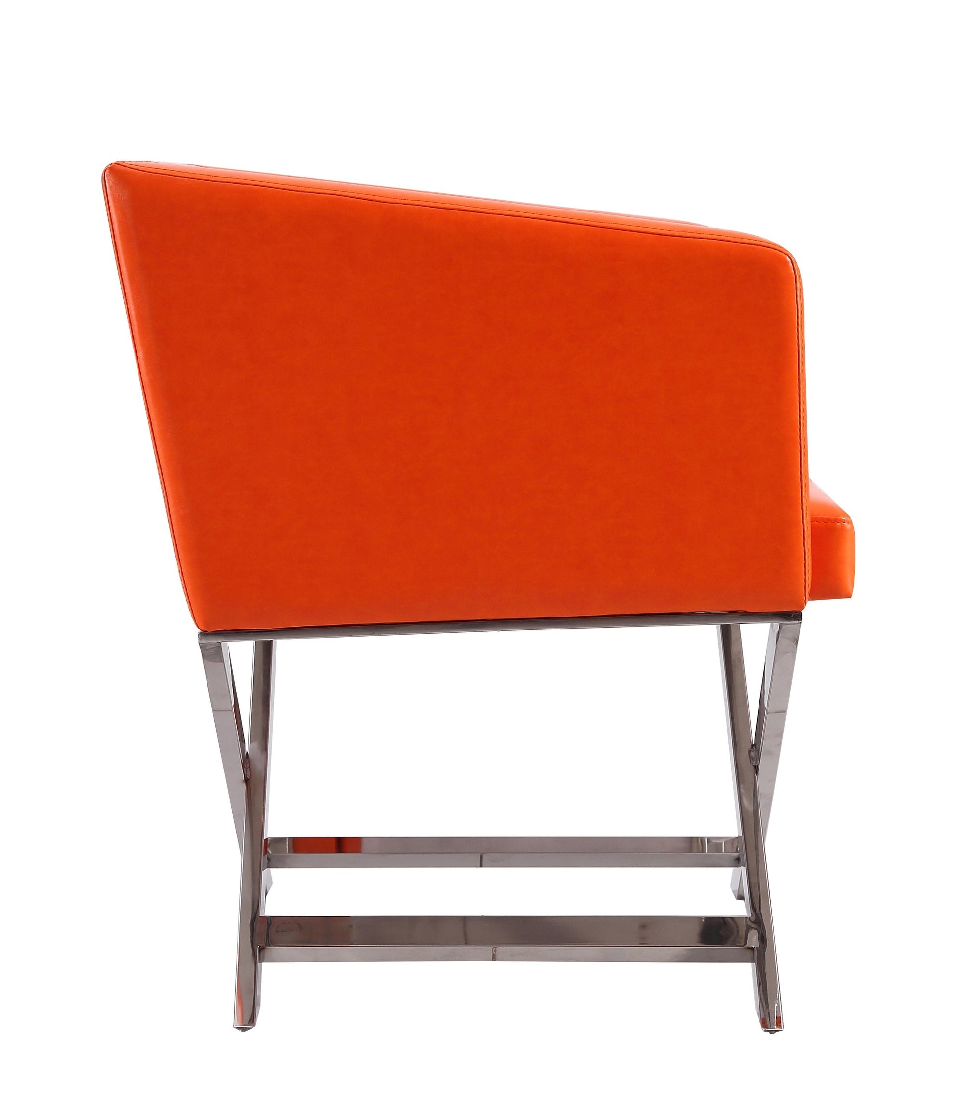 Hollywood Lounge Accent Chair in Orange and Polished Chrome (set of 2) - Ornate Home