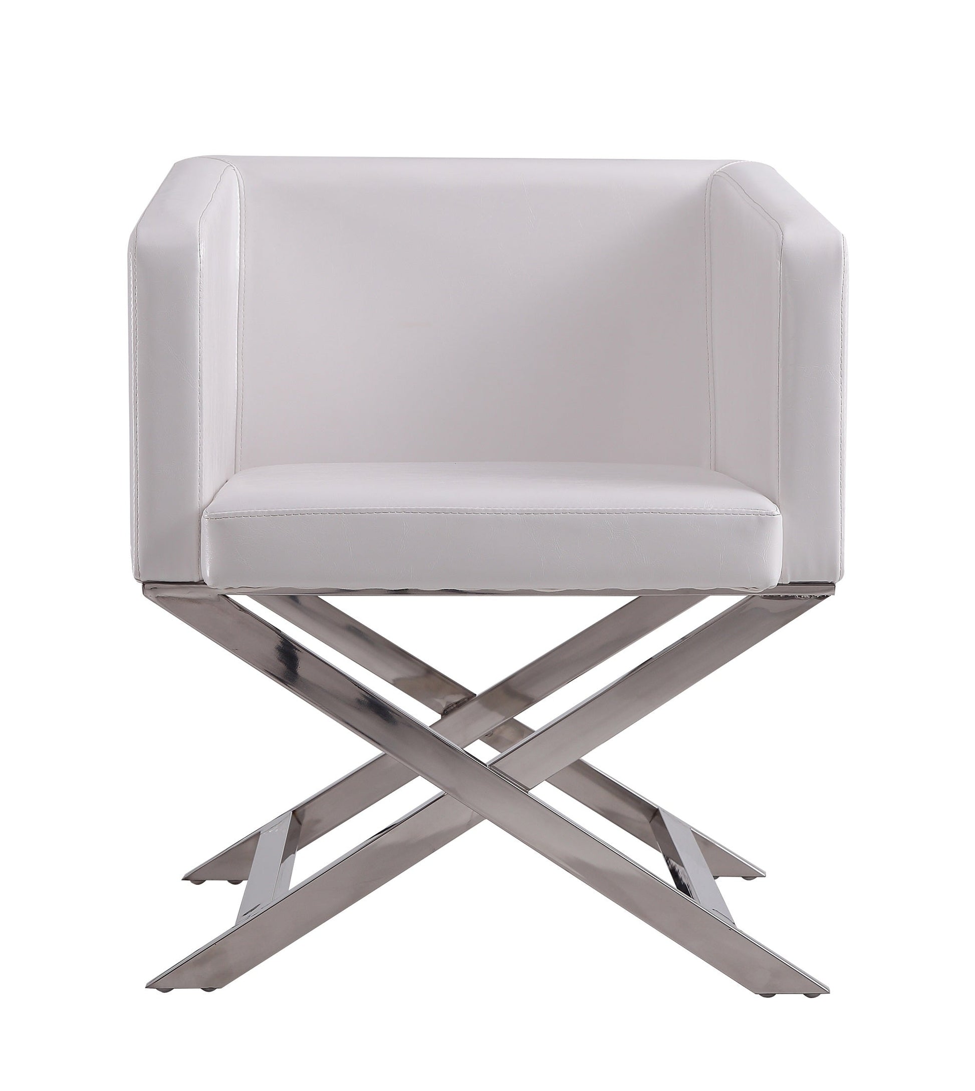 Hollywood Lounge Accent Chair in White and Polished Chrome - Ornate Home