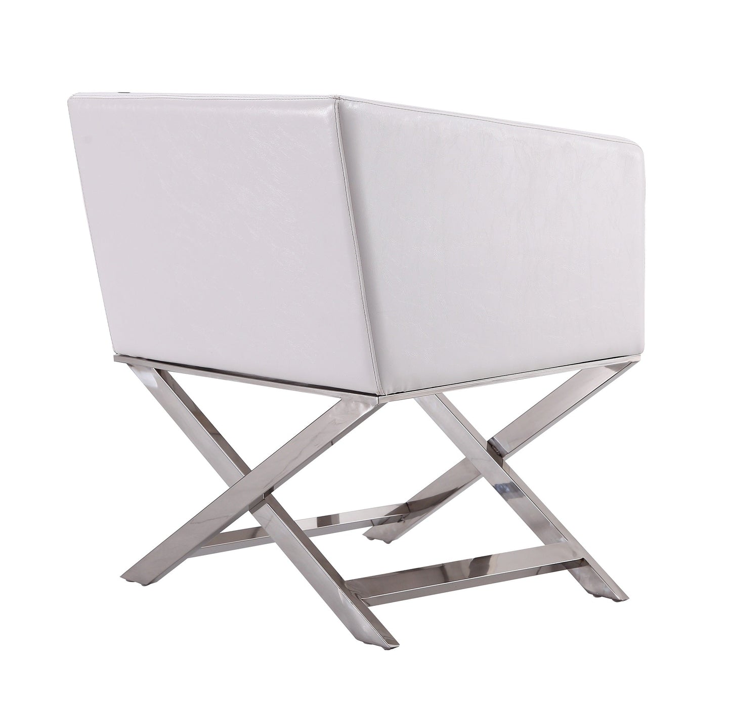 Hollywood Lounge Accent Chair in White and Polished Chrome (set of 2) - Ornate Home