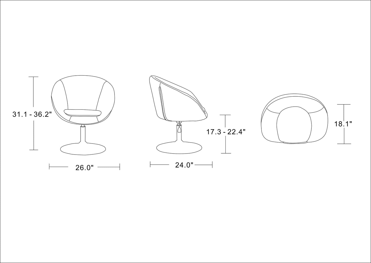Hopper Swivel Adjustable Height Chair in Blue and Polished Chrome (set of 2) - Ornate Home