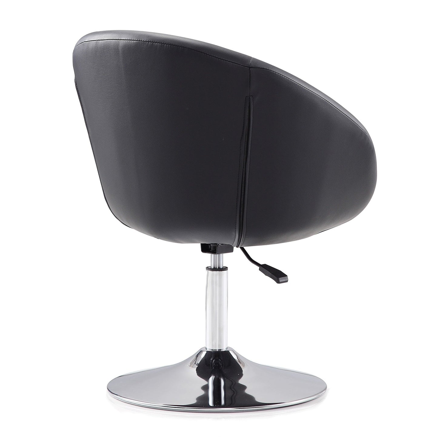 Hopper Swivel Adjustable Height Faux Leather Chair in Black and Polished Chrome - Ornate Home