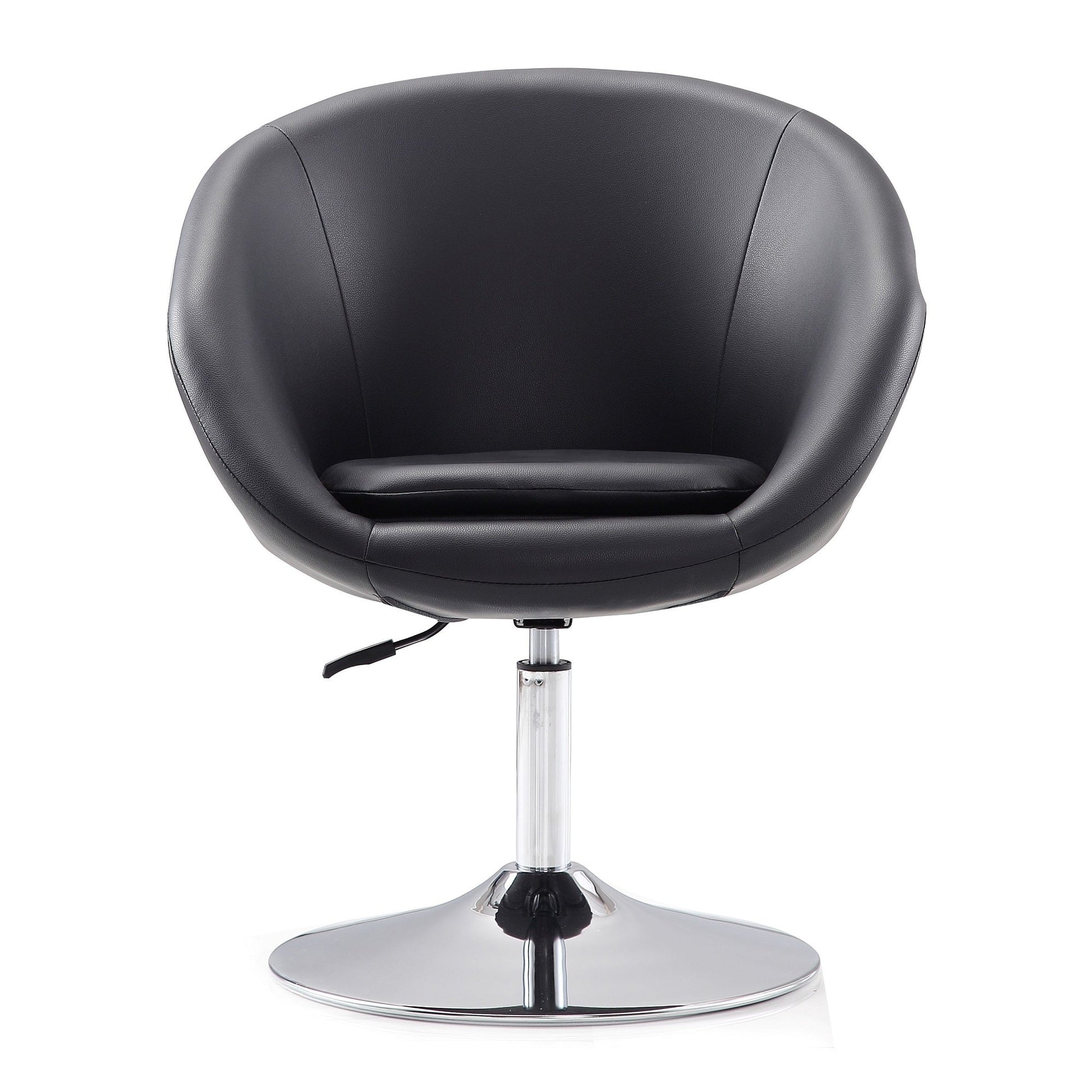 Hopper Swivel Adjustable Height Faux Leather Chair in Black and Polished Chrome (set of 2) - Ornate Home