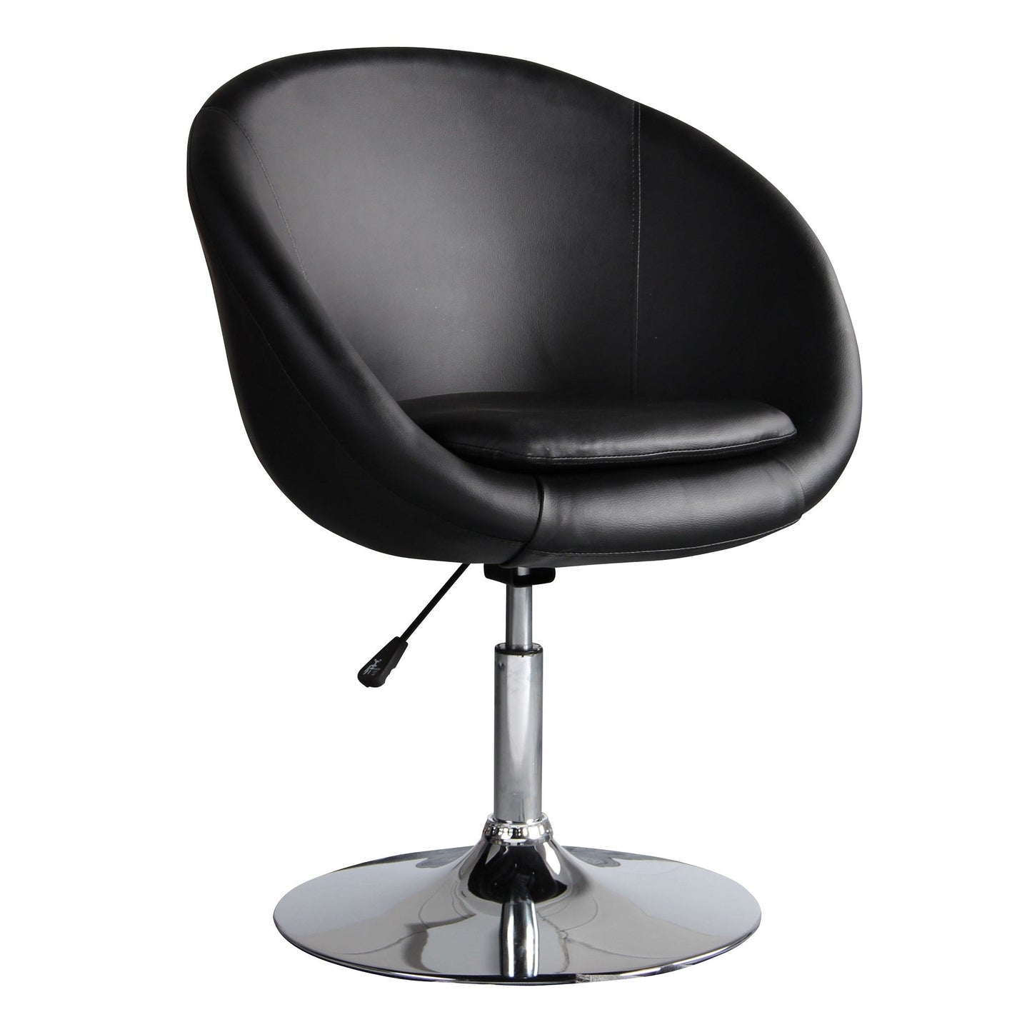 Hopper Swivel Adjustable Height Faux Leather Chair in Black and Polished Chrome (set of 2) - Ornate Home