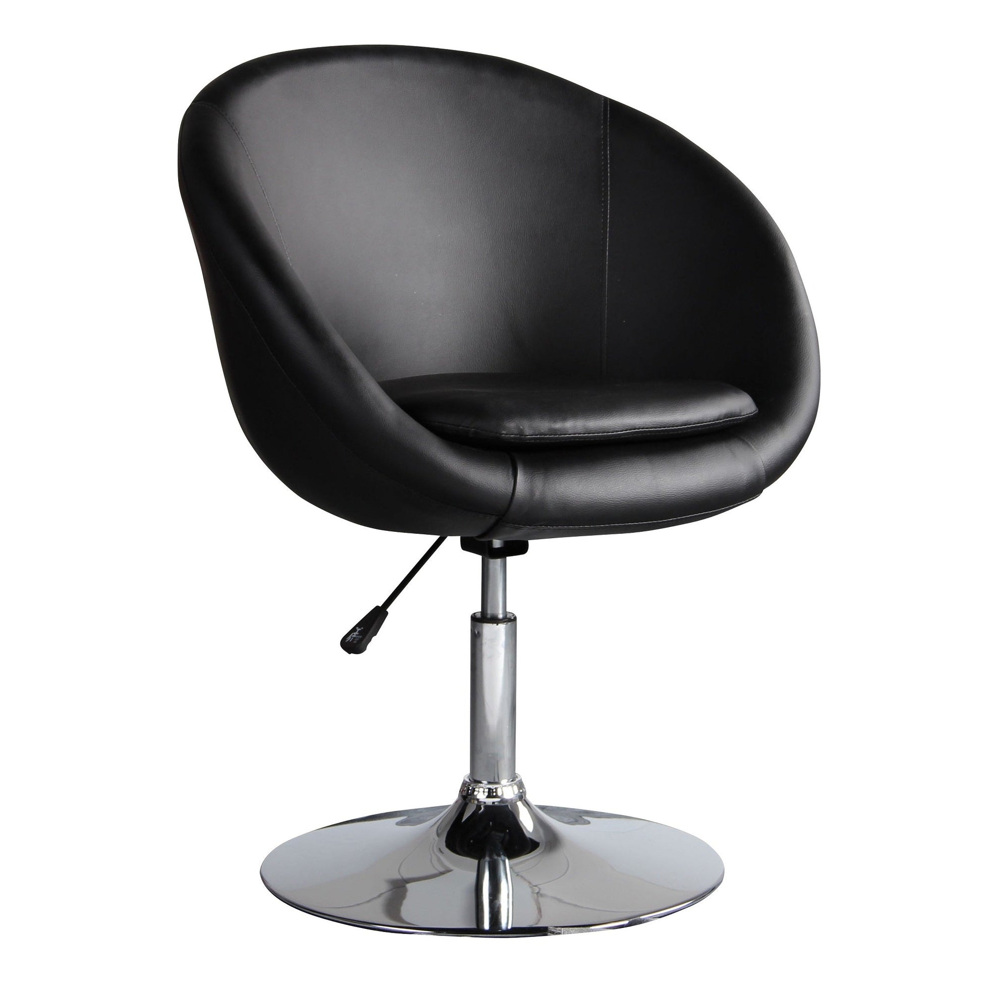 Hopper Swivel Adjustable Height Faux Leather Chair in Black and Polished Chrome (set of 2) - Ornate Home