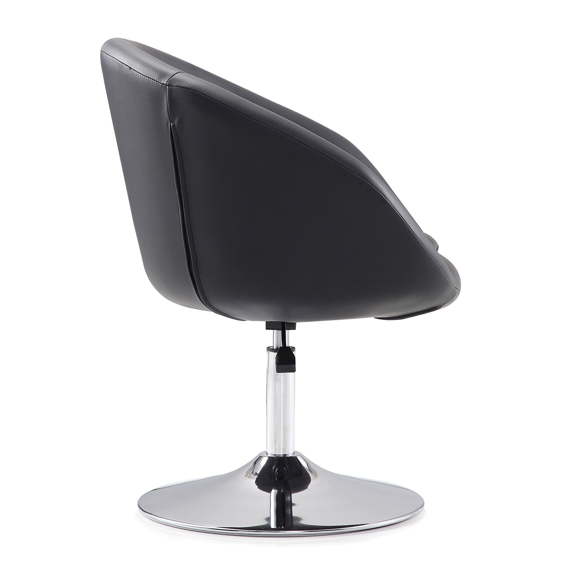 Hopper Swivel Adjustable Height Faux Leather Chair in Black and Polished Chrome (set of 2) - Ornate Home