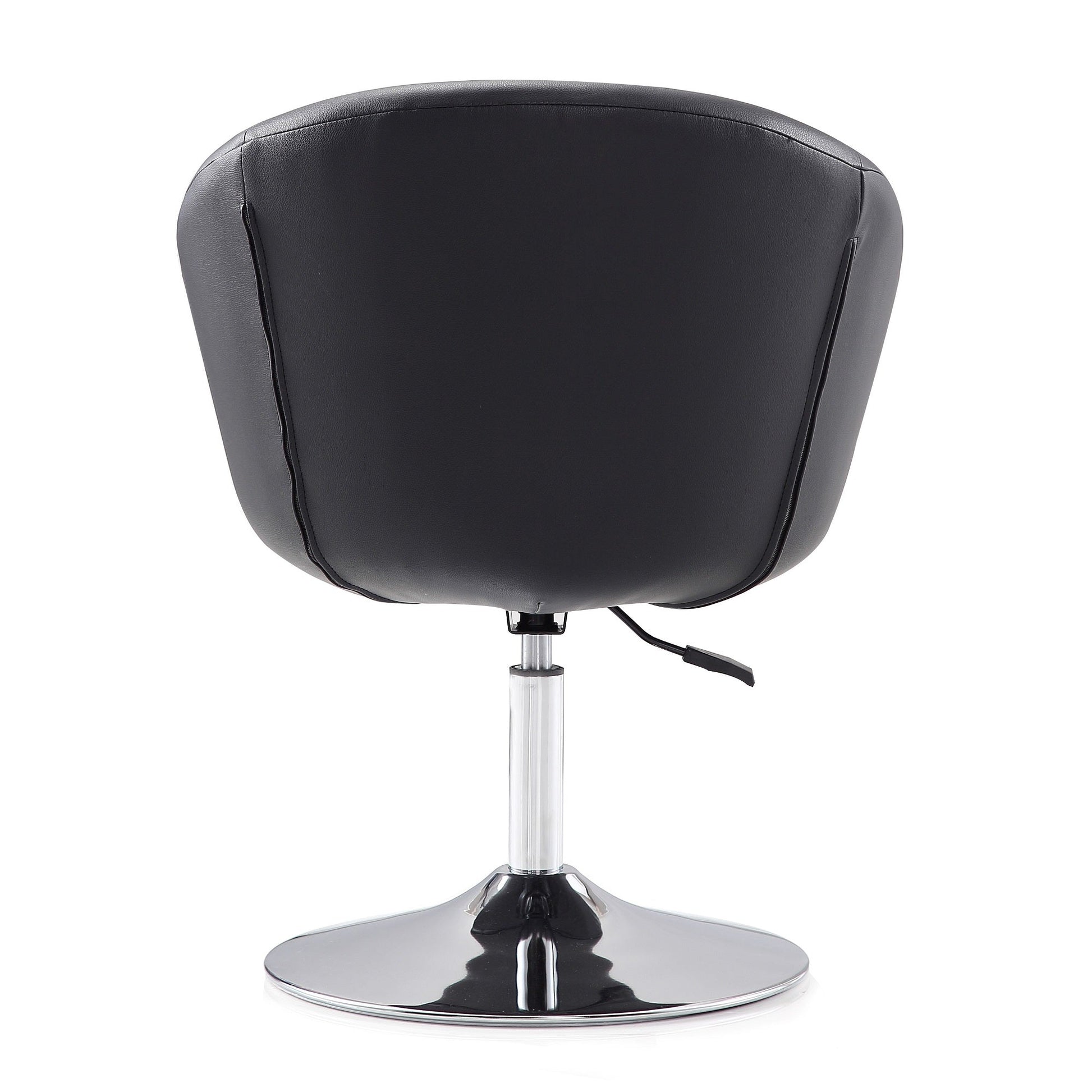 Hopper Swivel Adjustable Height Faux Leather Chair in Black and Polished Chrome (set of 2) - Ornate Home