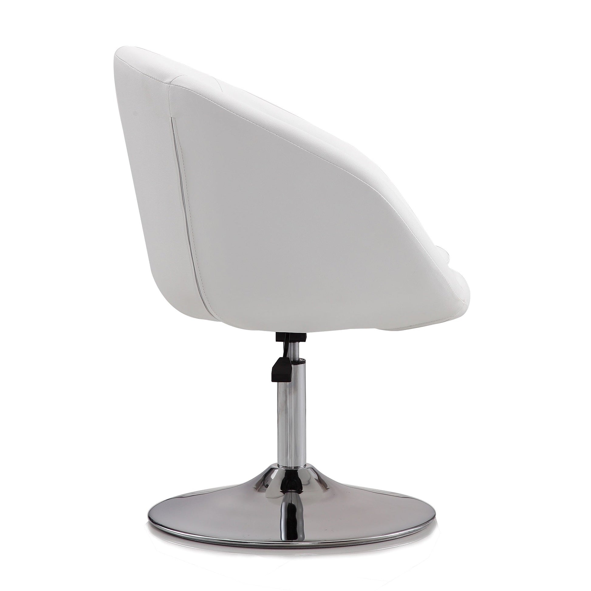 Hopper Swivel Adjustable Height Faux Leather Chair in White and Polished Chrome - Ornate Home