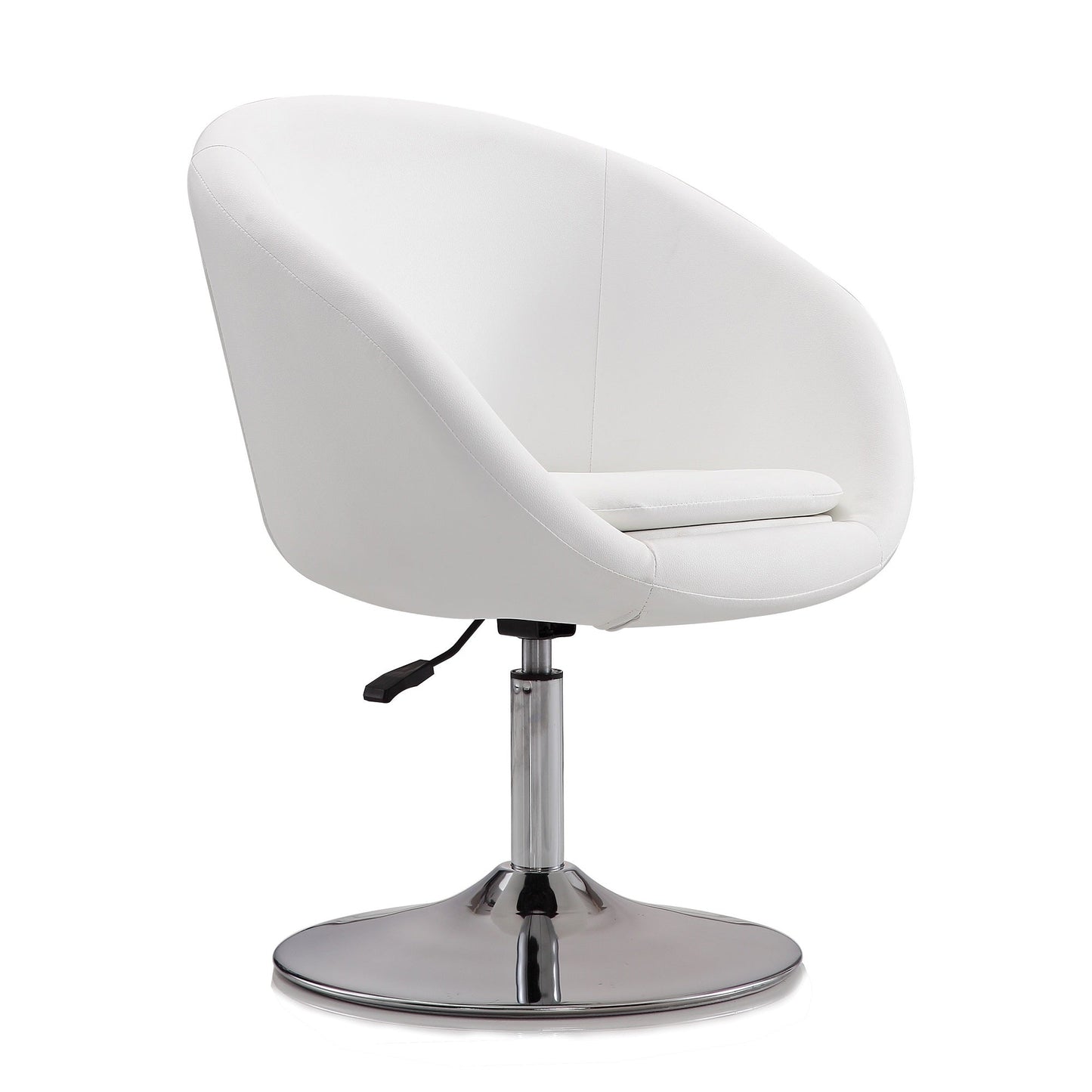 Hopper Swivel Adjustable Height Faux Leather Chair in White and Polished Chrome (set of 2) - Ornate Home