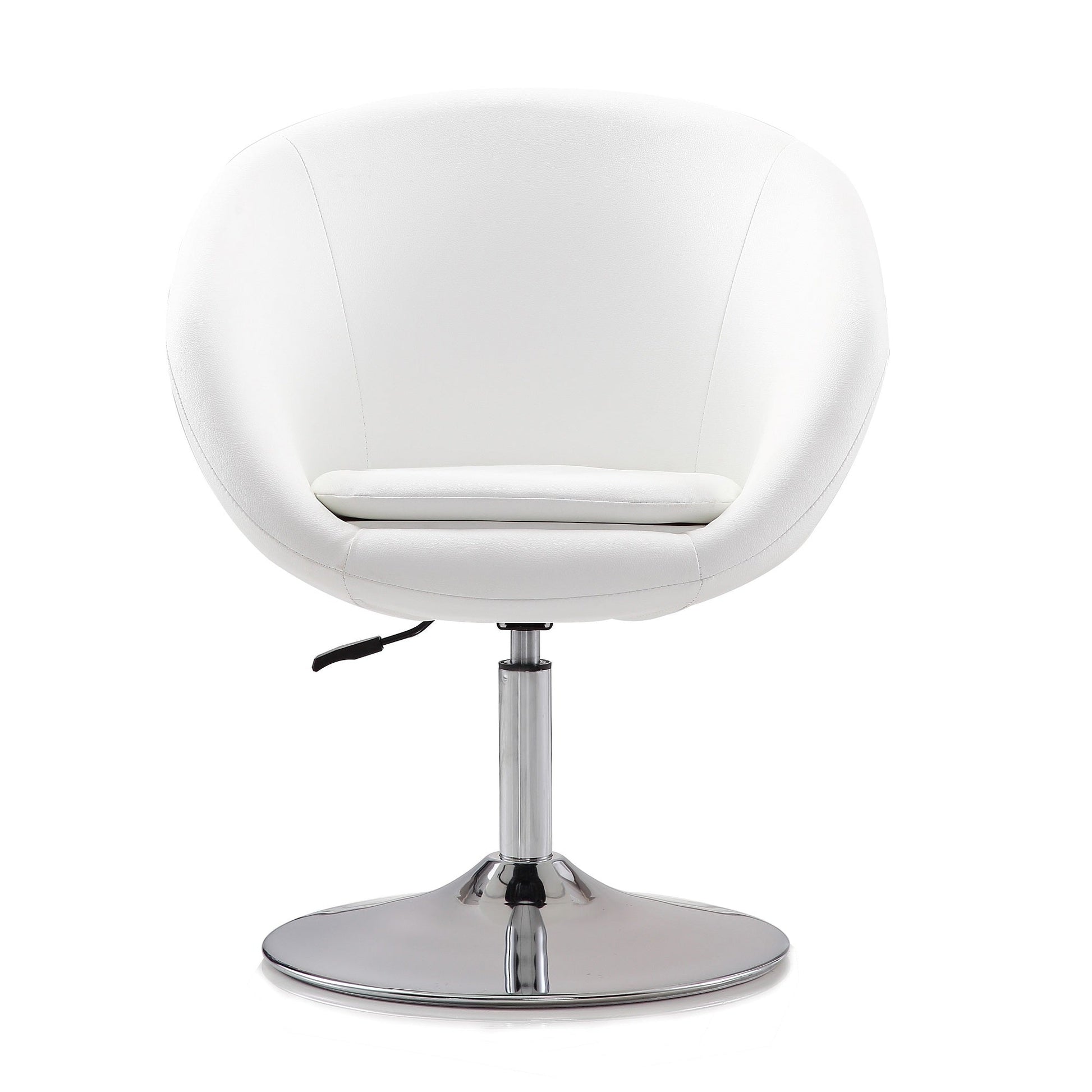 Hopper Swivel Adjustable Height Faux Leather Chair in White and Polished Chrome (set of 2) - Ornate Home