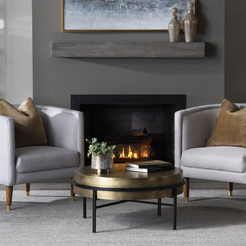 Hudson Gold/Black Textured Brass Cocktail Table - Ornate Home