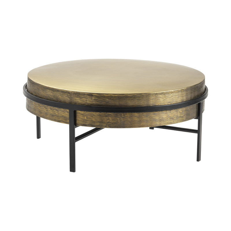 Hudson Gold/Black Textured Brass Cocktail Table - Ornate Home