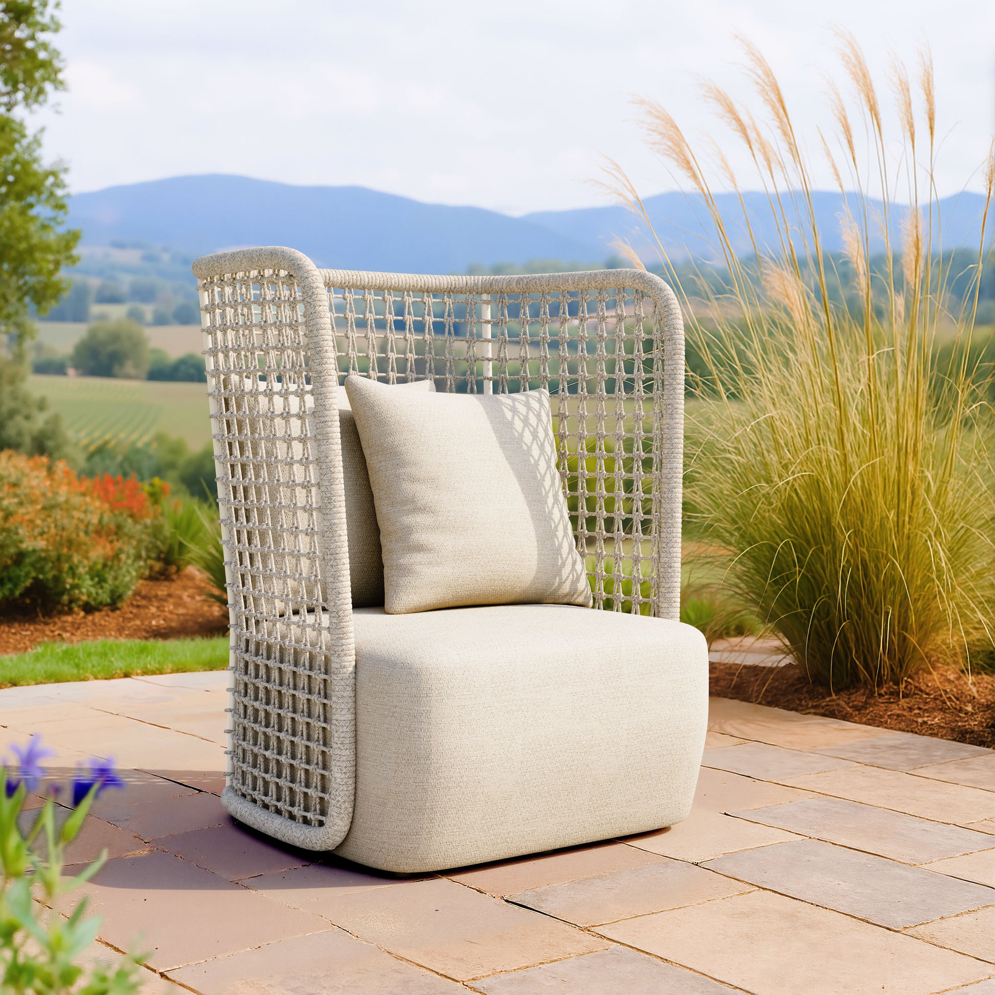 Hudu Beige Outdoor Accent Chair - Ornate Home
