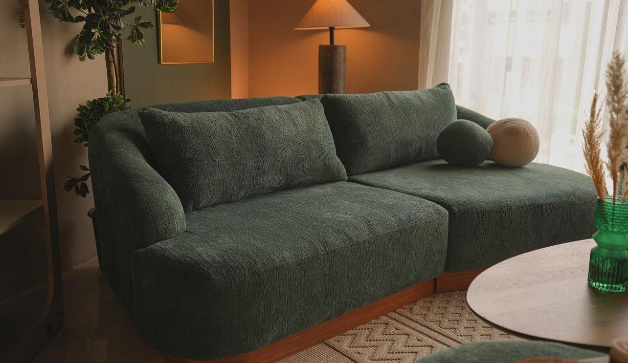 Palermo Green Curved Living Room Set / 4pc - Ornate Home