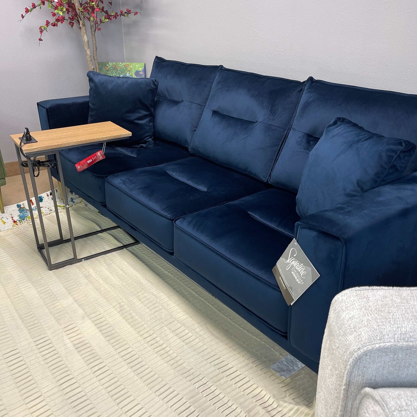 Macleary Navy Velvet Stationary Sofa