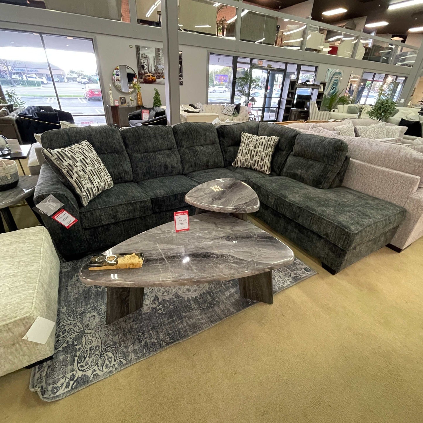 Lonoke Gunmetal 2pc RAF Chaise Sectional