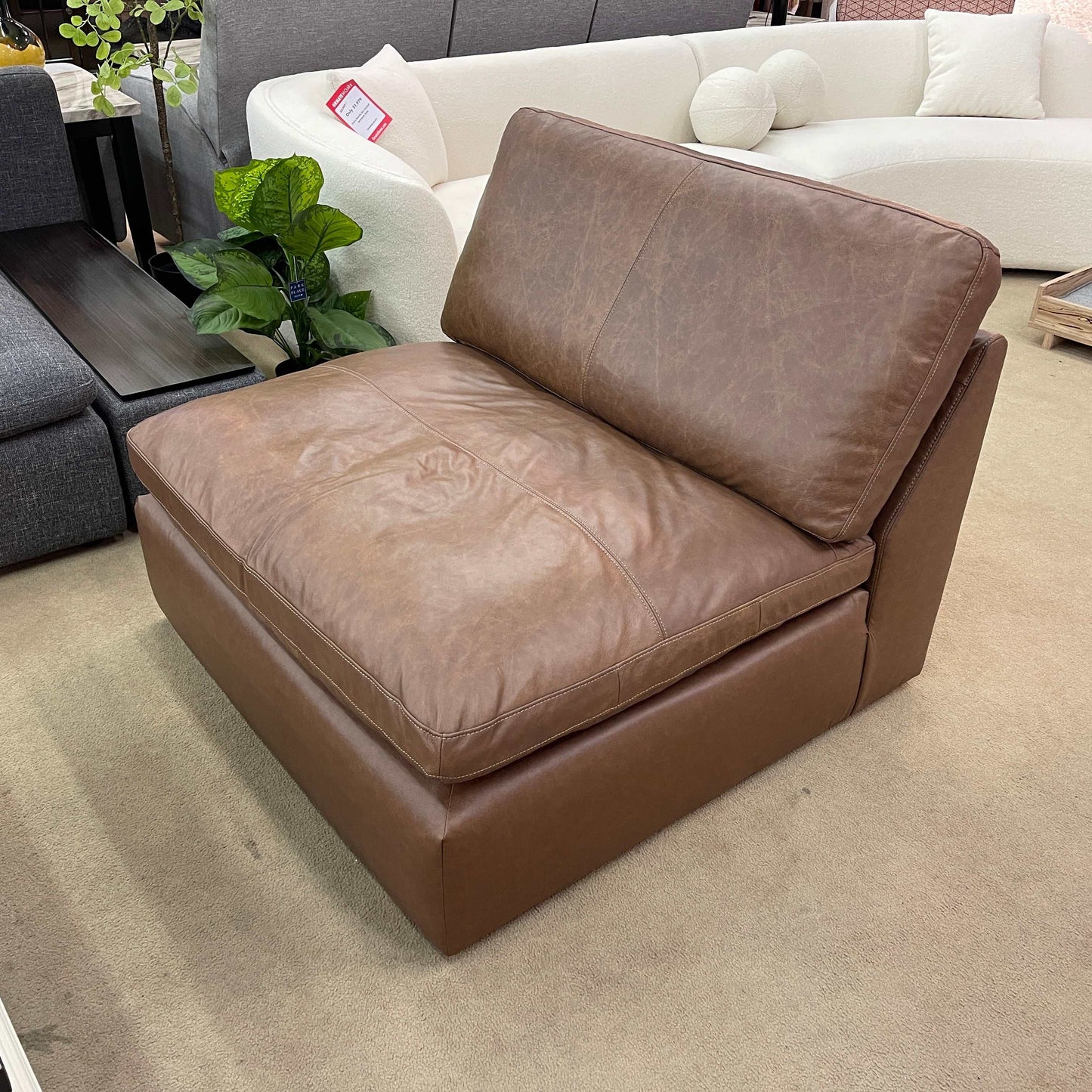 Emilia Caramel Leather 3pc Modular Sectional Sofa