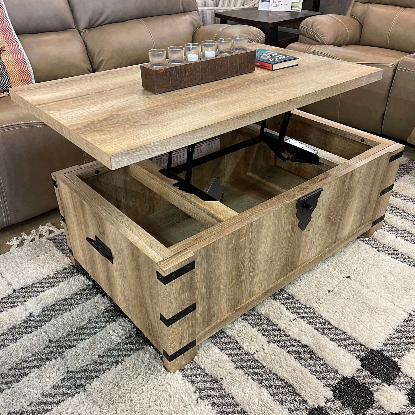 Calaboro Light Brown Coffee Table w/ Lift Top