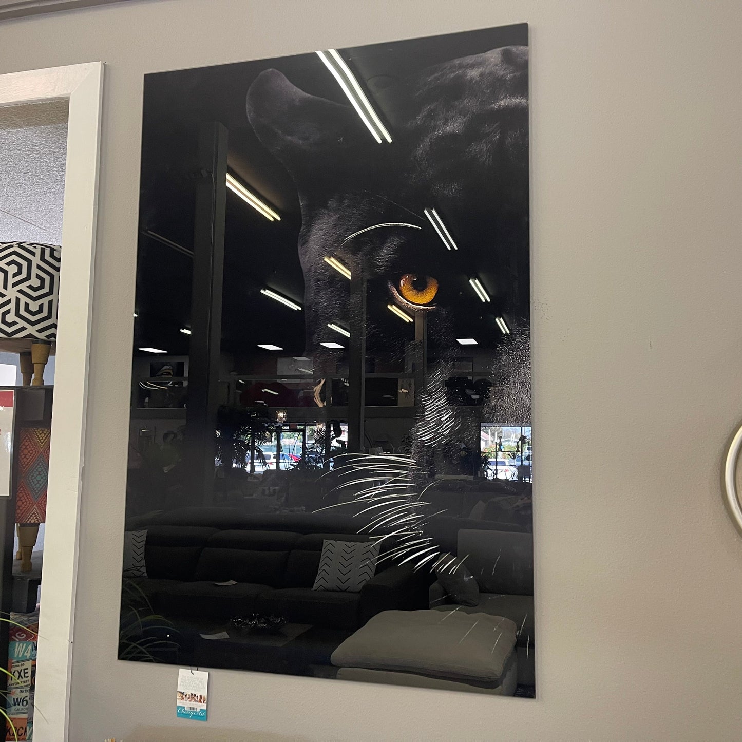 Panther Face Tempered Glass w / Foil Wall Art