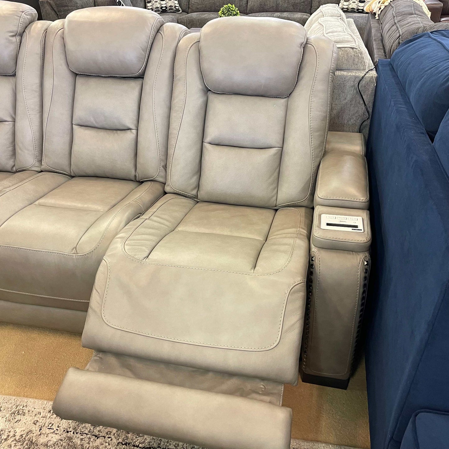 The Man-Den Gray Power Reclining Sofa & Loveseat