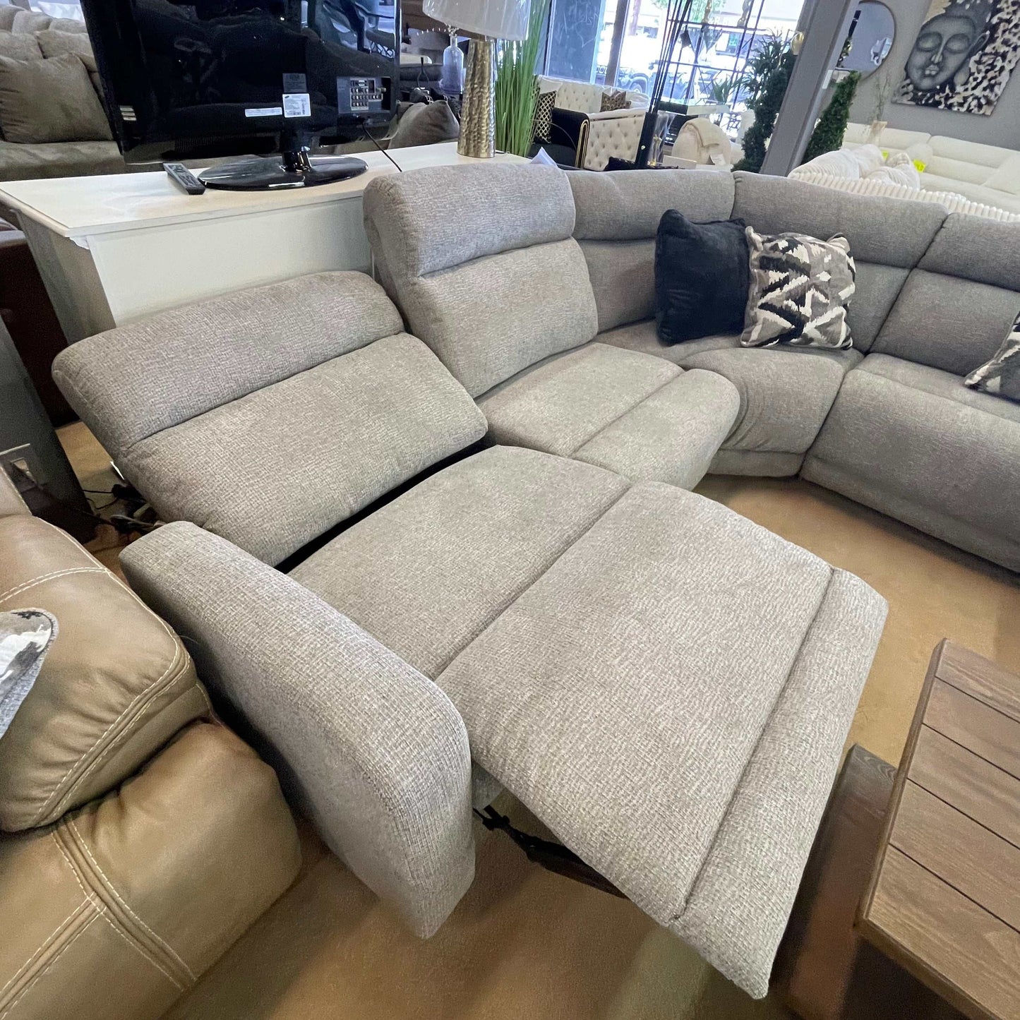 Colleyville Stone 5pc Power Reclining Sectional w/ RAF Chaise