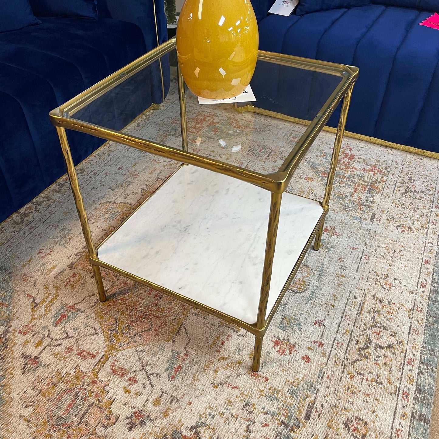 Ryandale Clear Glass & Marble End Table