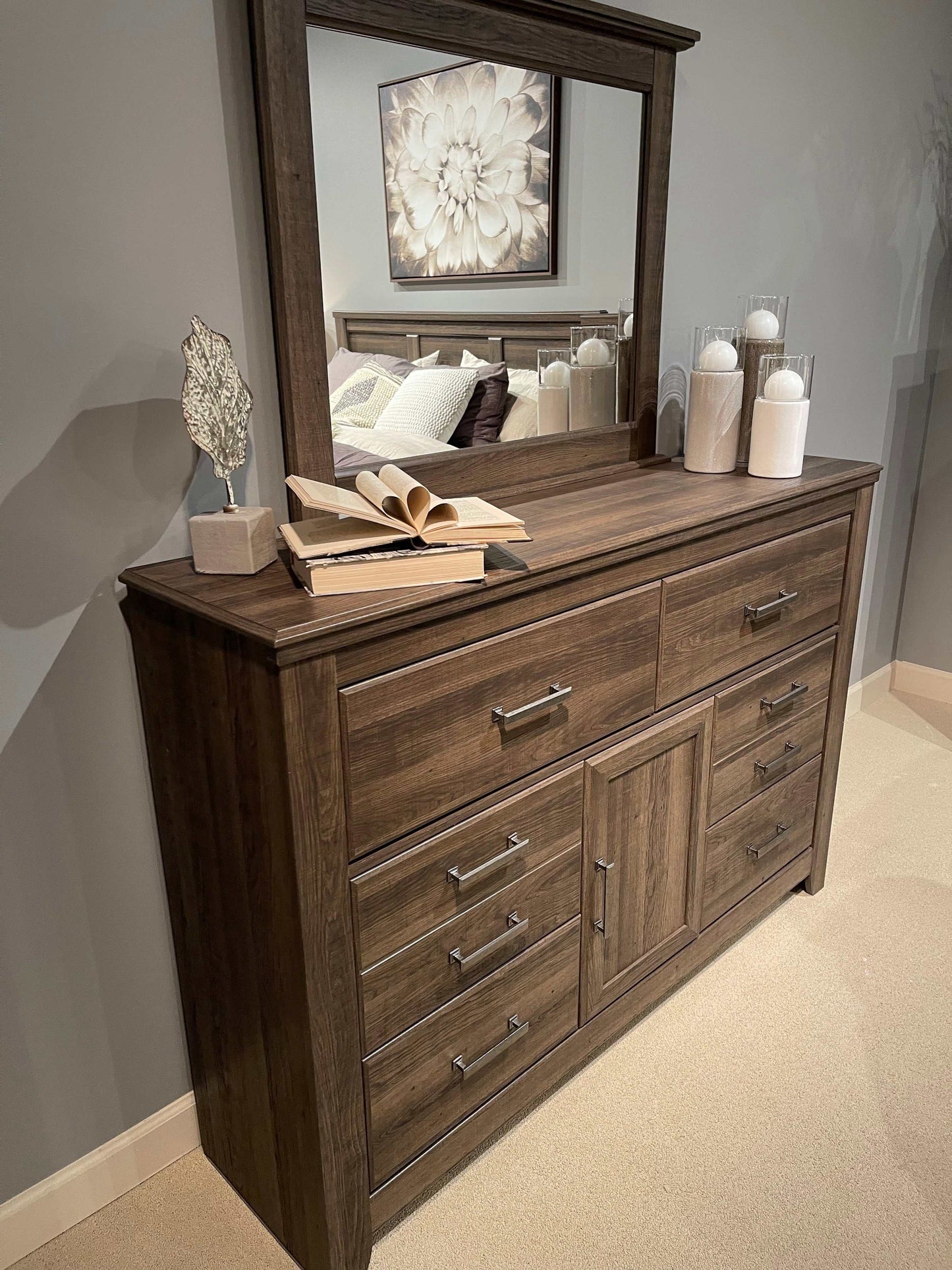 Juararo Dark Brown Dresser & Mirror