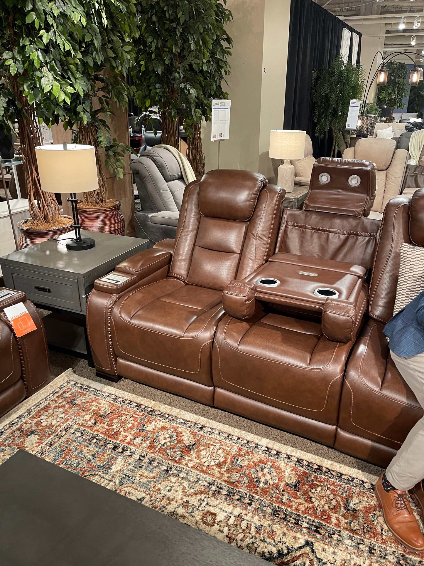 The Man-Den Mahogany Power Reclining Sofa & Loveseat