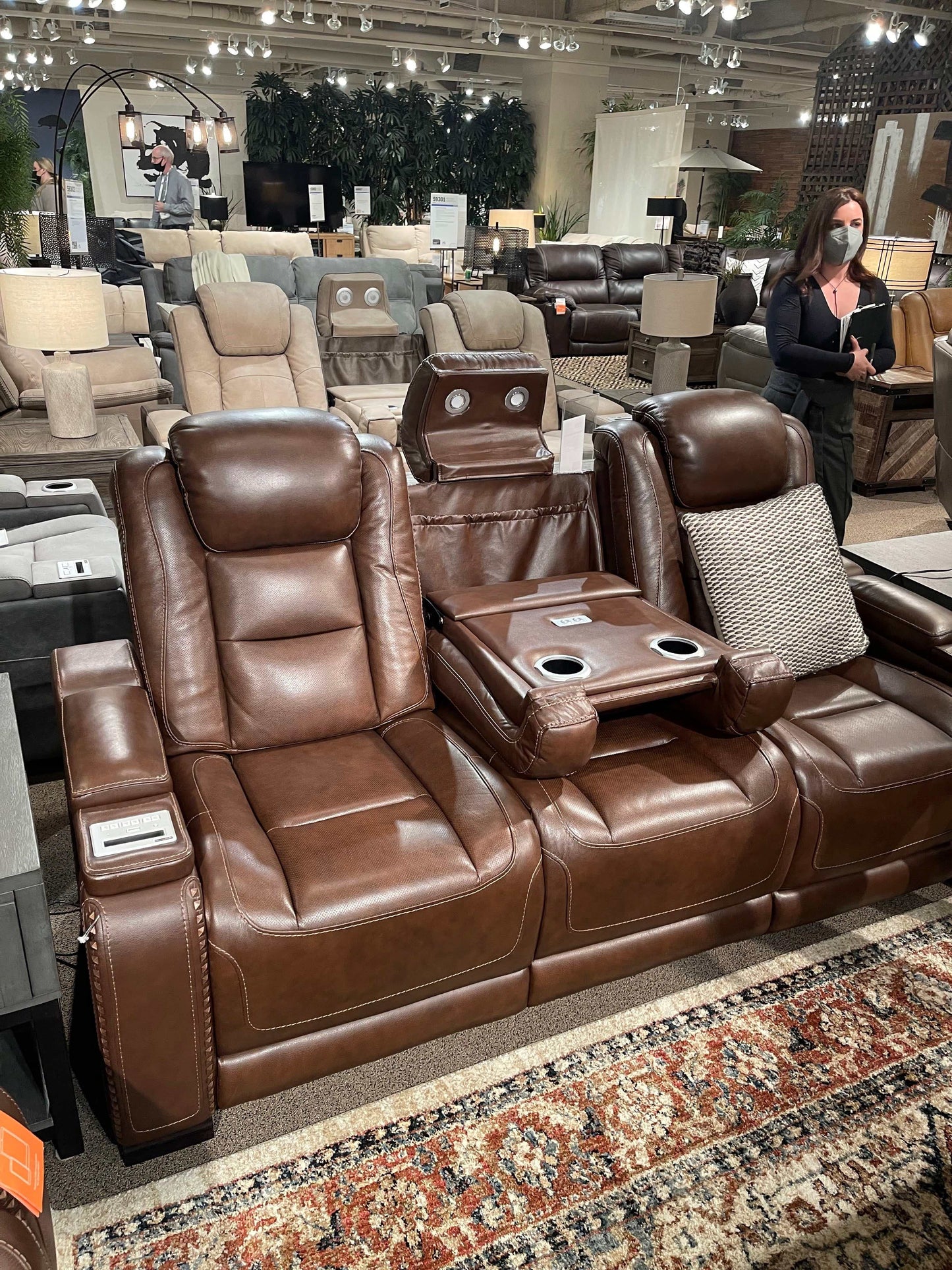 The Man-Den Mahogany Power Reclining Sofa & Loveseat