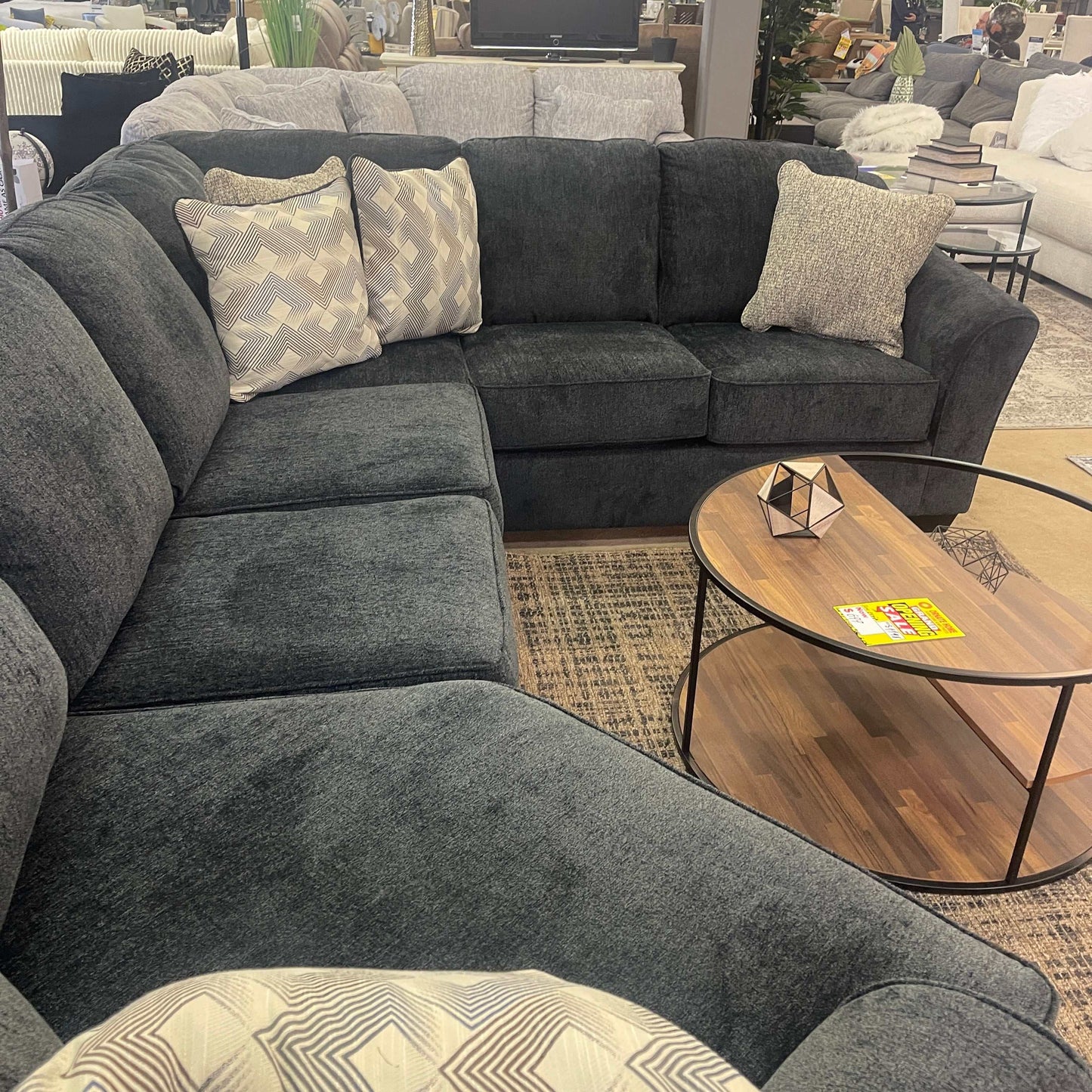 Eltmann Slate 3pc Sectional Sofa w/ LAF Cuddler