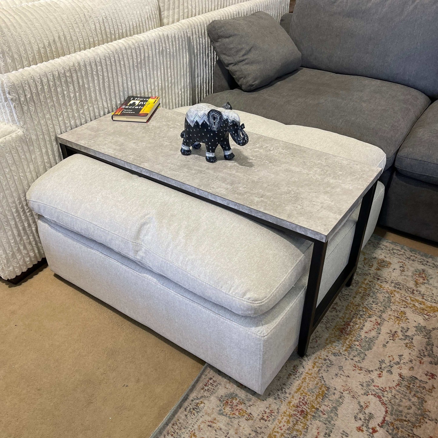 Shybourne Gray & Aged Bronze Over Ottoman Coffee Table