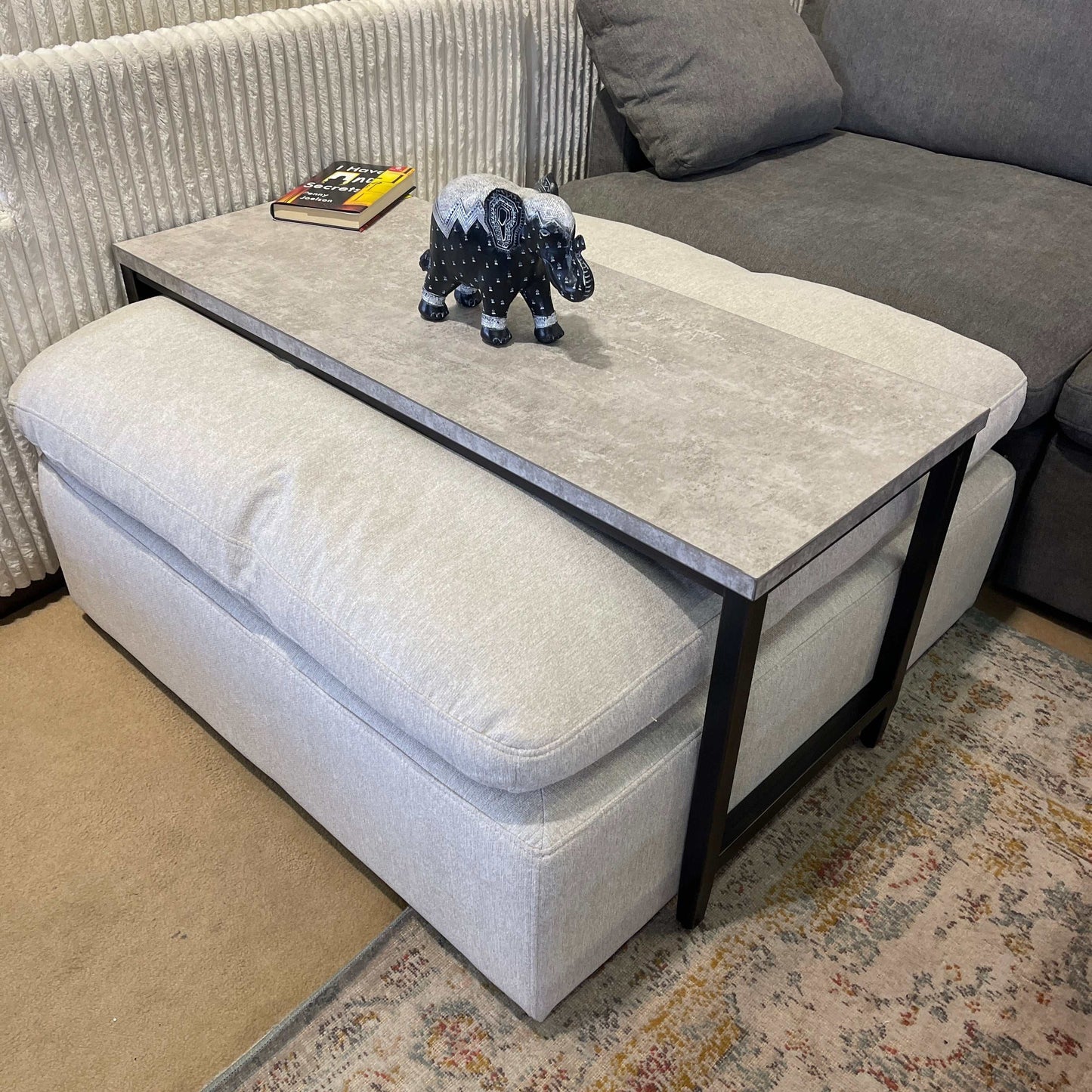 Shybourne Gray & Aged Bronze Over Ottoman Coffee Table