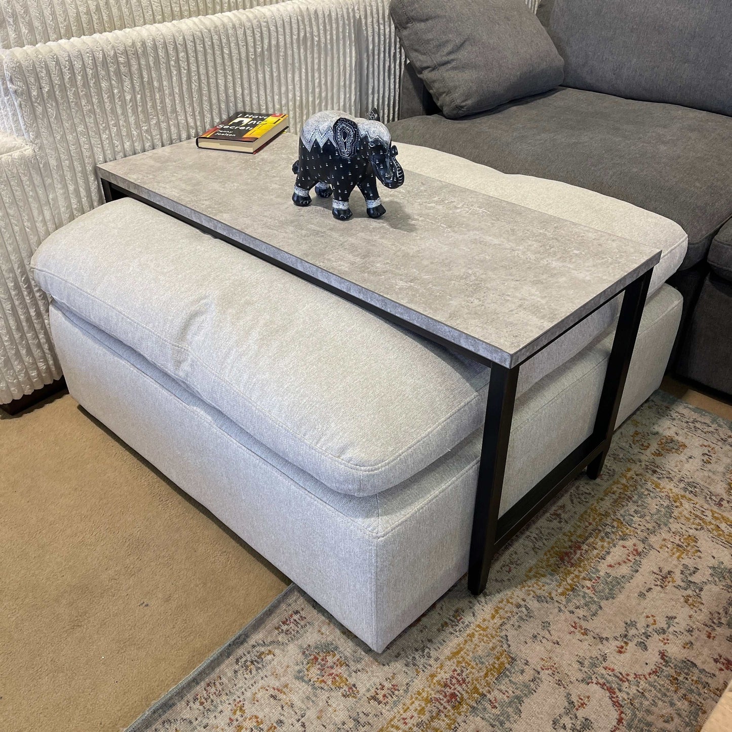 Shybourne Gray & Aged Bronze Over Ottoman Coffee Table