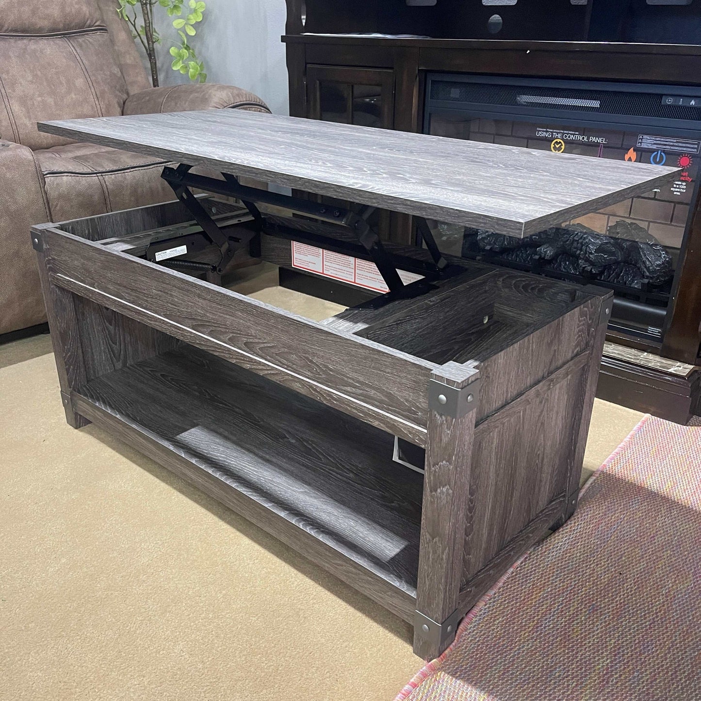 Freedan Grayish Brown Lift Top Coffee Table