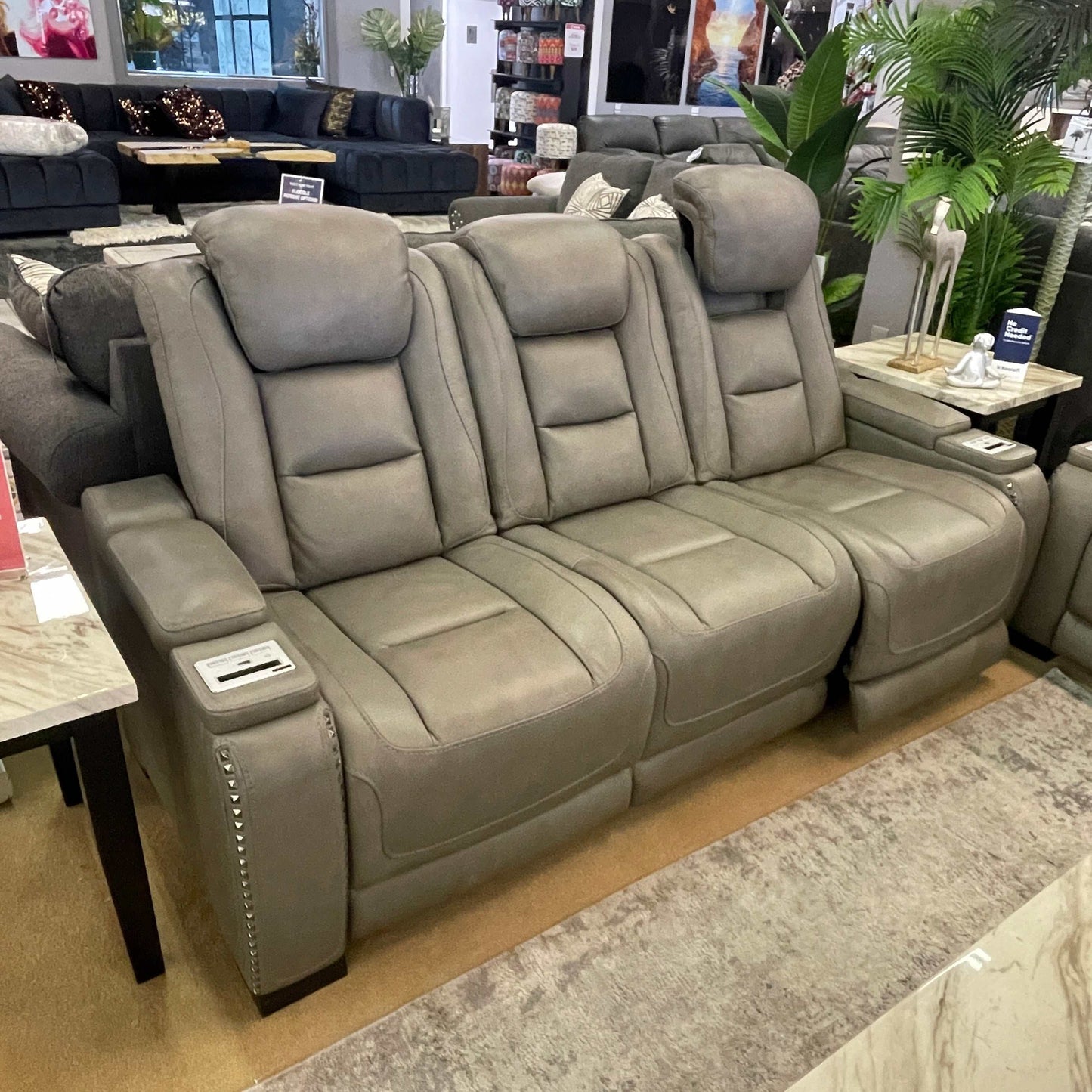 The Man-Den Gray Power Reclining Sofa & Loveseat