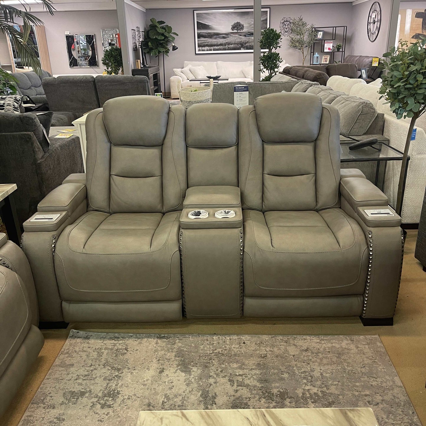 The Man-Den Gray Power Reclining Sofa & Loveseat