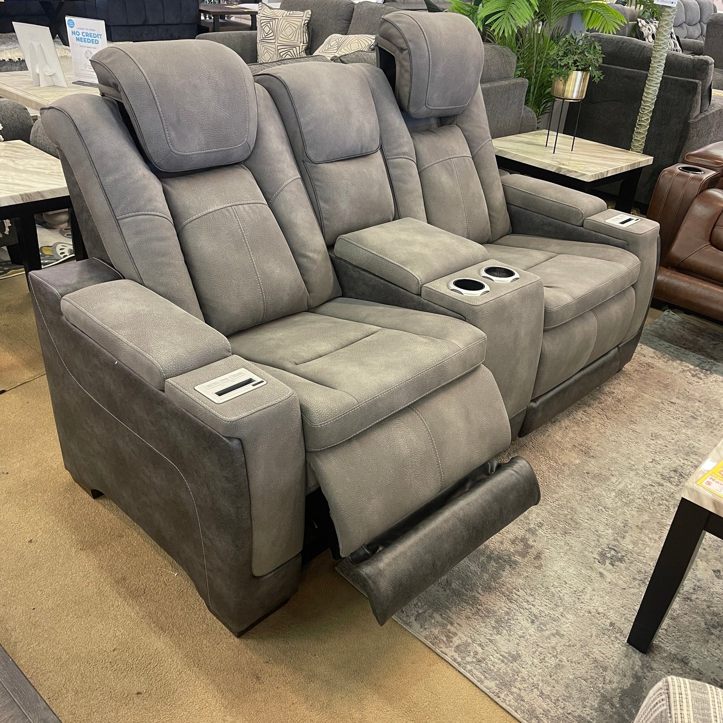 Next-Gen DuraPella Dual-Tone Slate Power Reclining Loveseat w/ Console