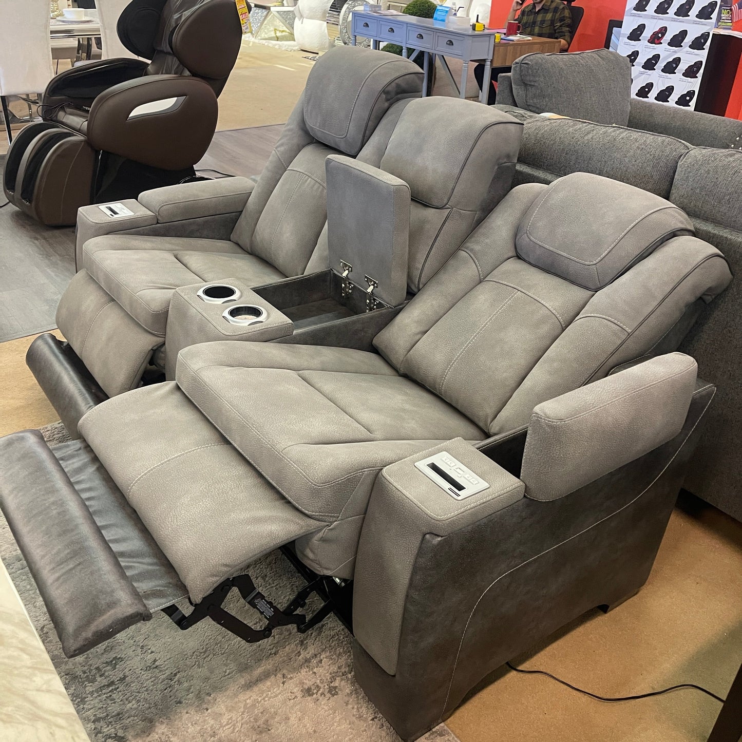 Next-Gen DuraPella Dual-Tone Slate Power Reclining Loveseat w/ Console