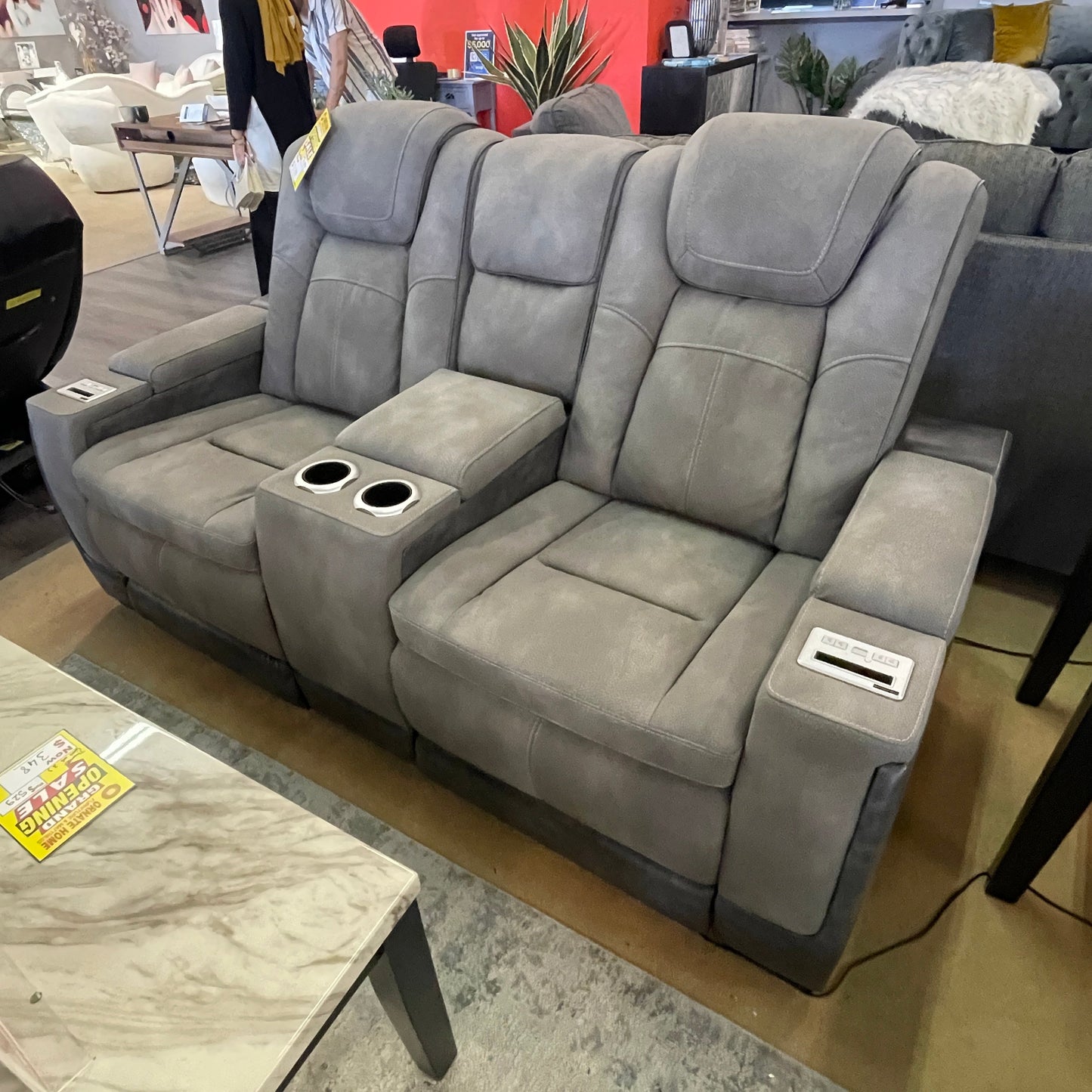 Next-Gen DuraPella Dual-Tone Slate Power Reclining Loveseat w/ Console