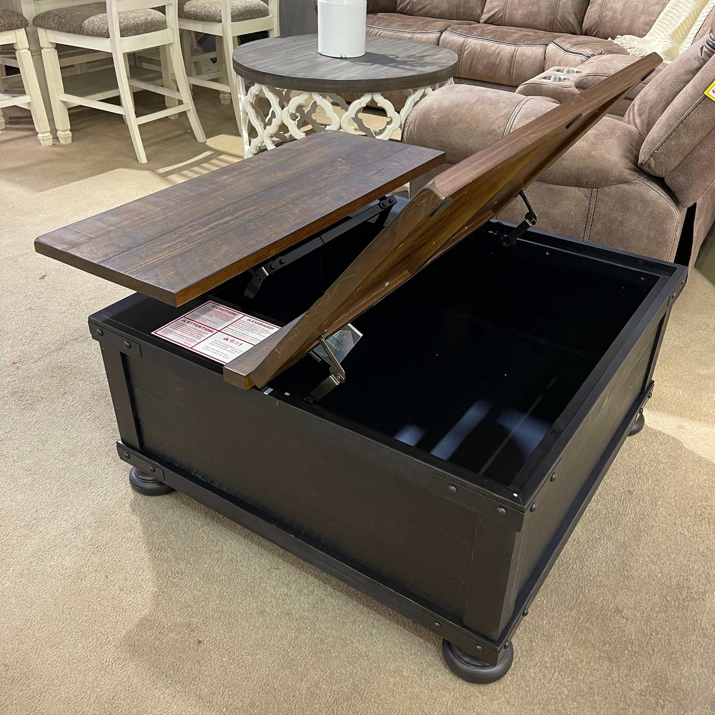 Valebeck Black & Brown Lift Top Coffee Table