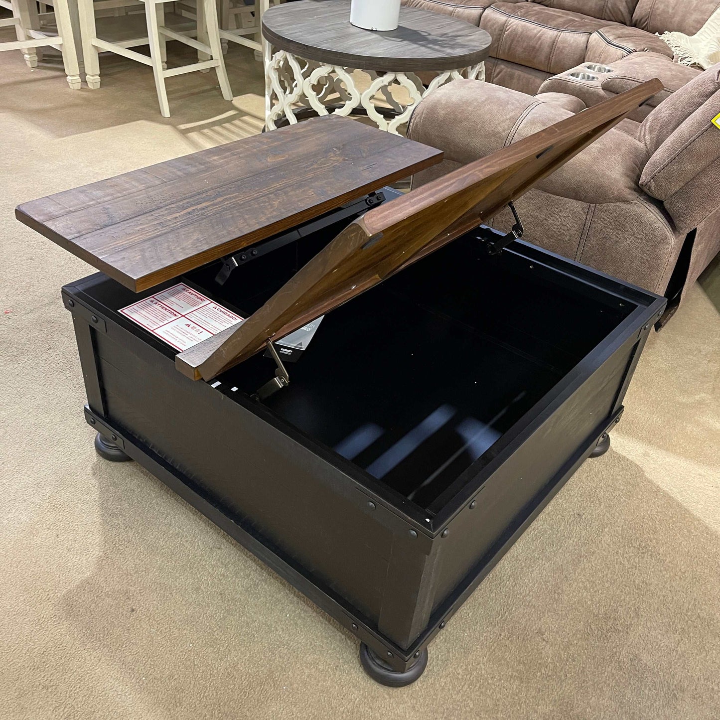 Valebeck Black & Brown Lift Top Coffee Table