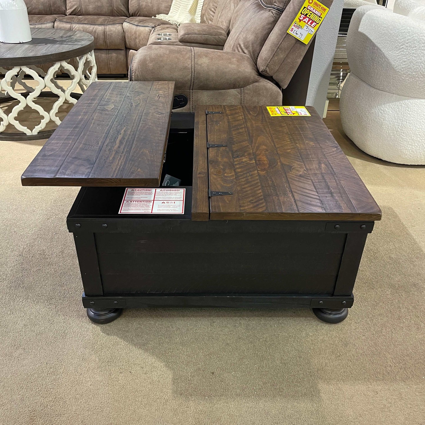 Valebeck Black & Brown Lift Top Coffee Table