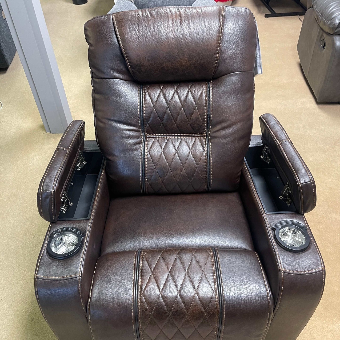 Composer Brown Power Recliner w/ Blue LED