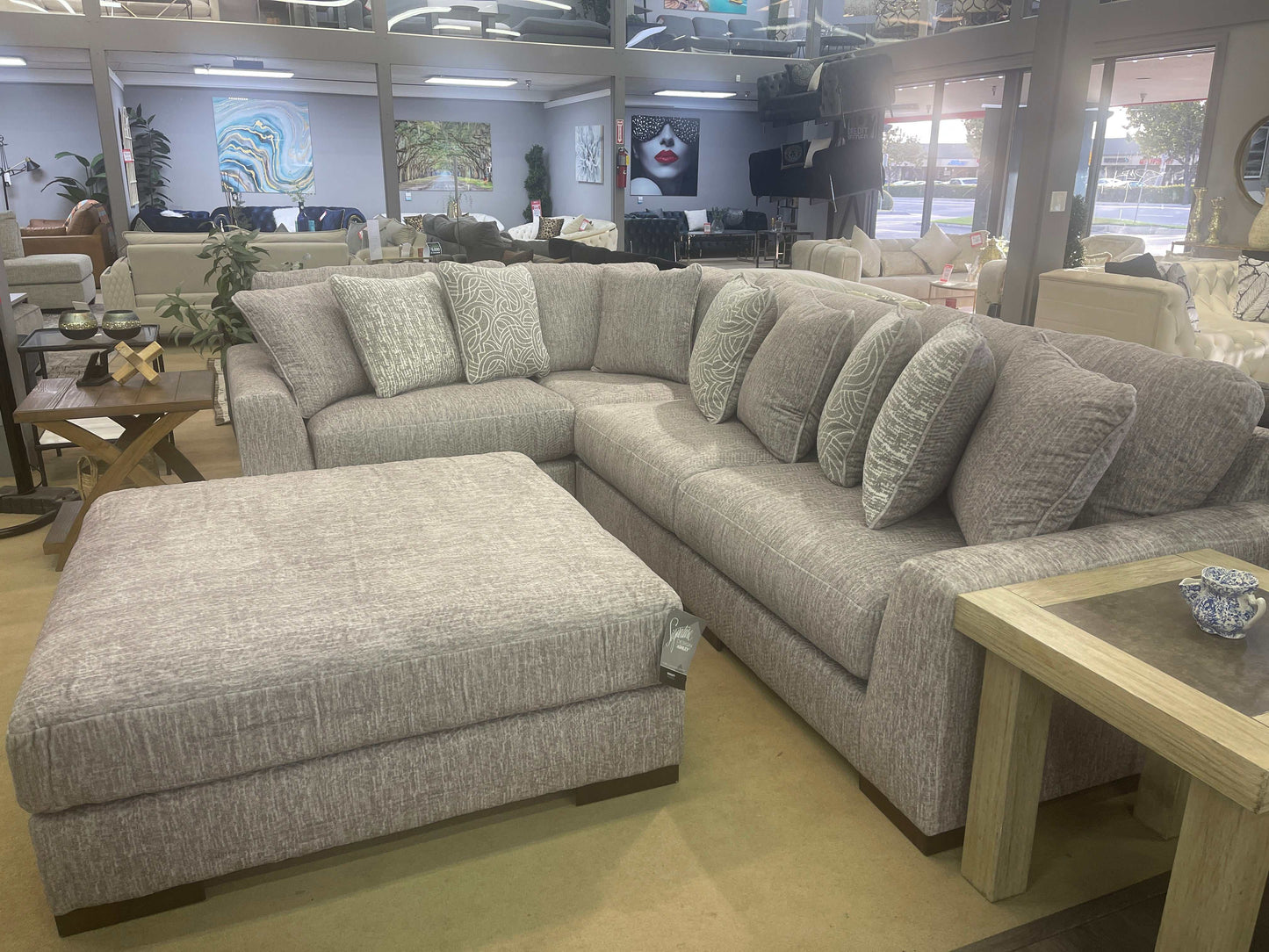 Regent Park Pewter 5pc Symmetrical Corner Sectional