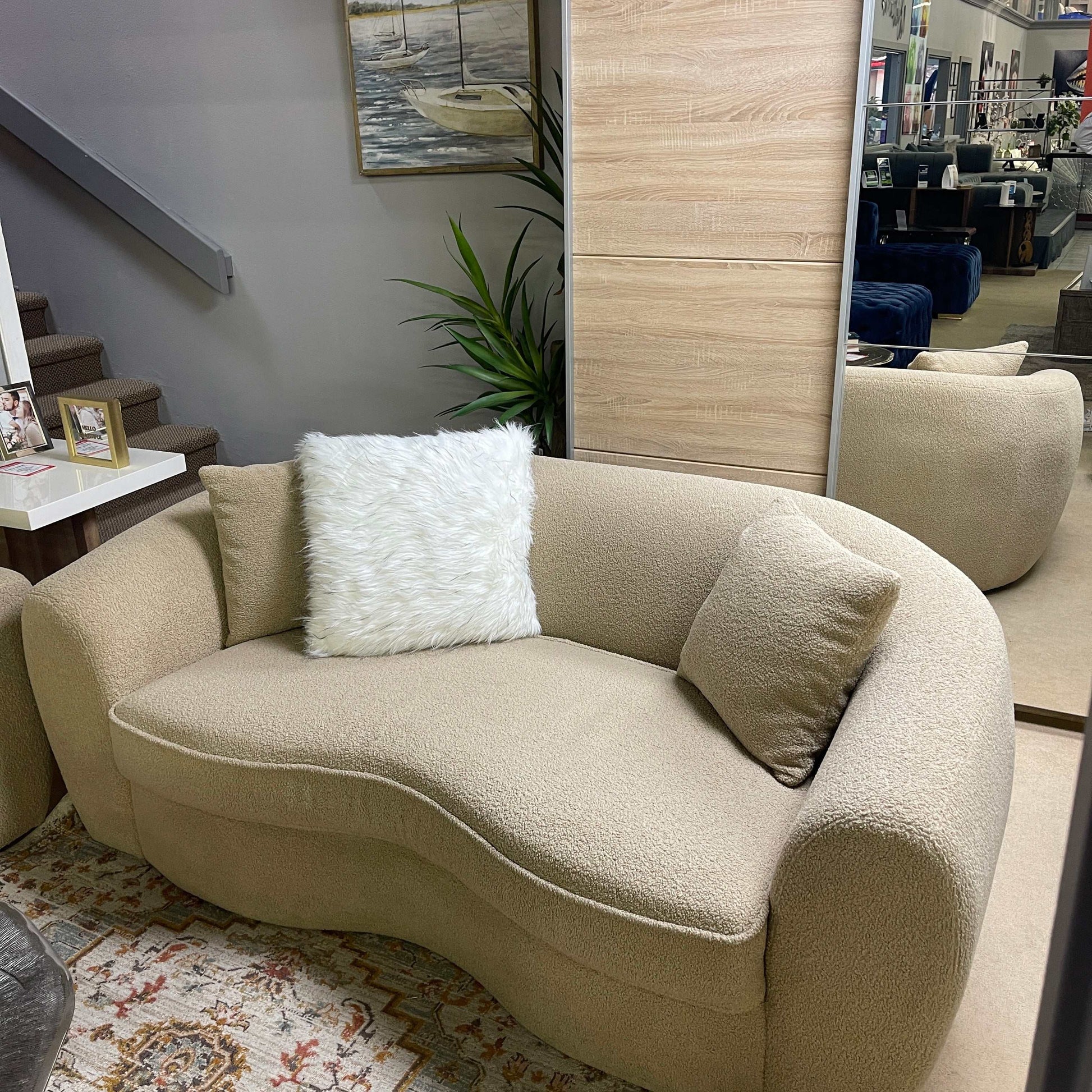 Carmel Mocha Bouclé Loveseat - Ornate Home