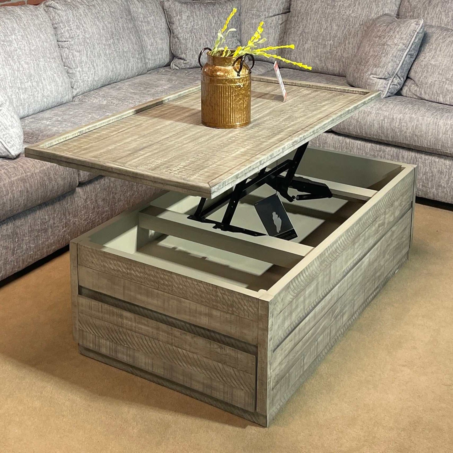 Naydell Rustic Gray Lift Top Coffee Table