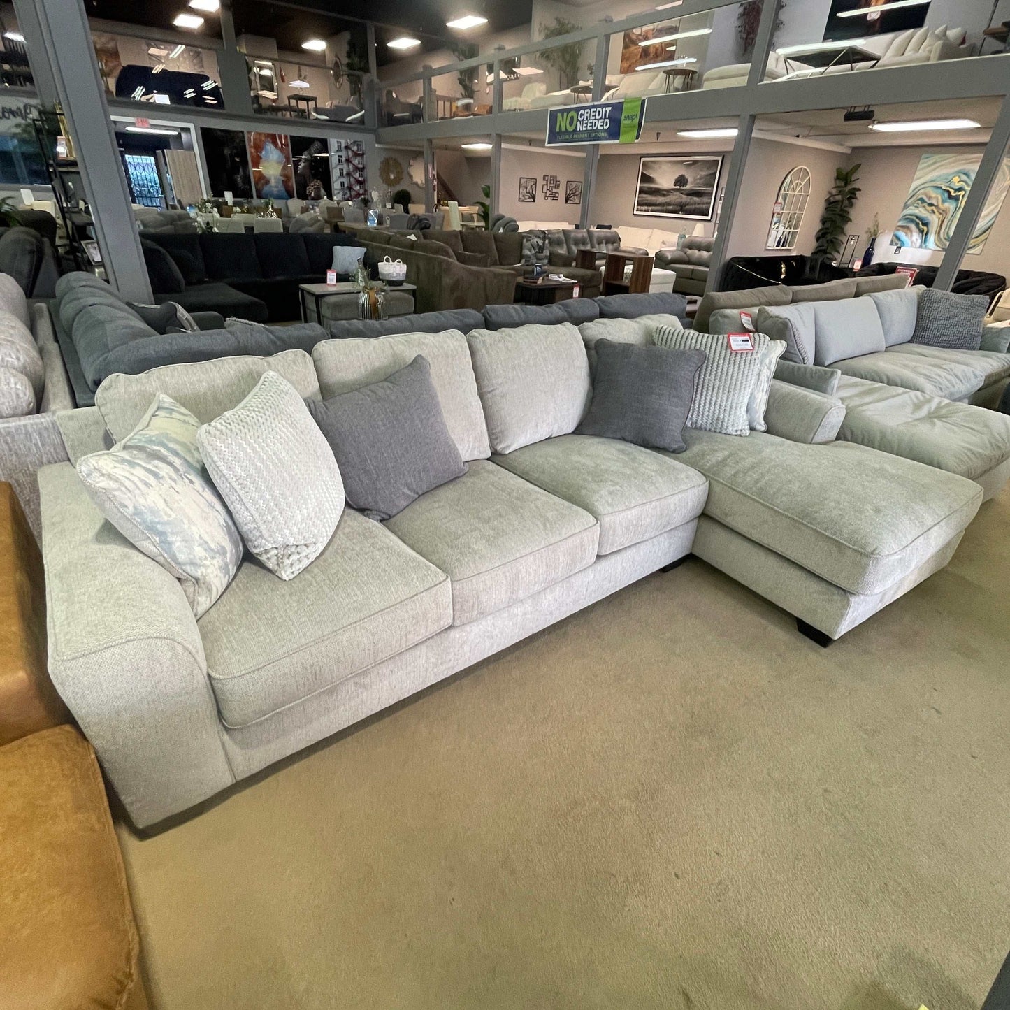 Ardsley Pewter 2pc RAF Chaise Sectional w/ LAF Sofa