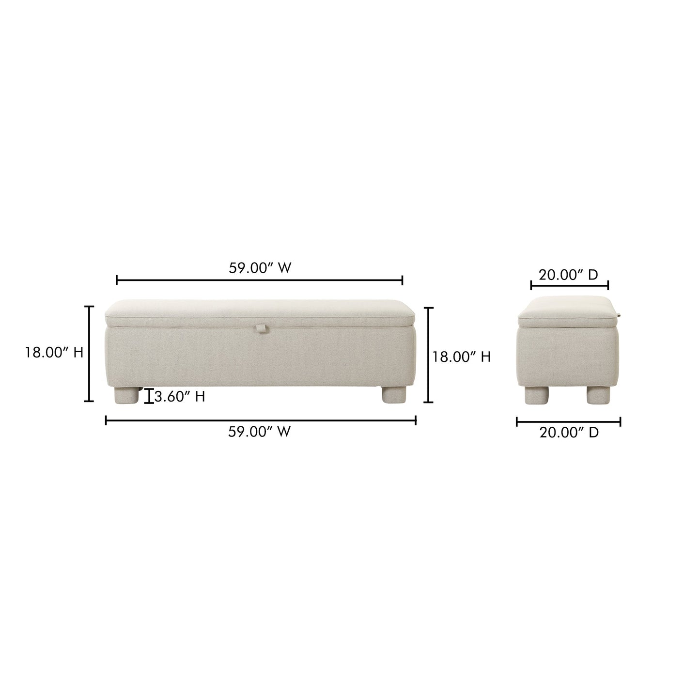 Ichigo Light Grey Storage Bench - Ornate Home